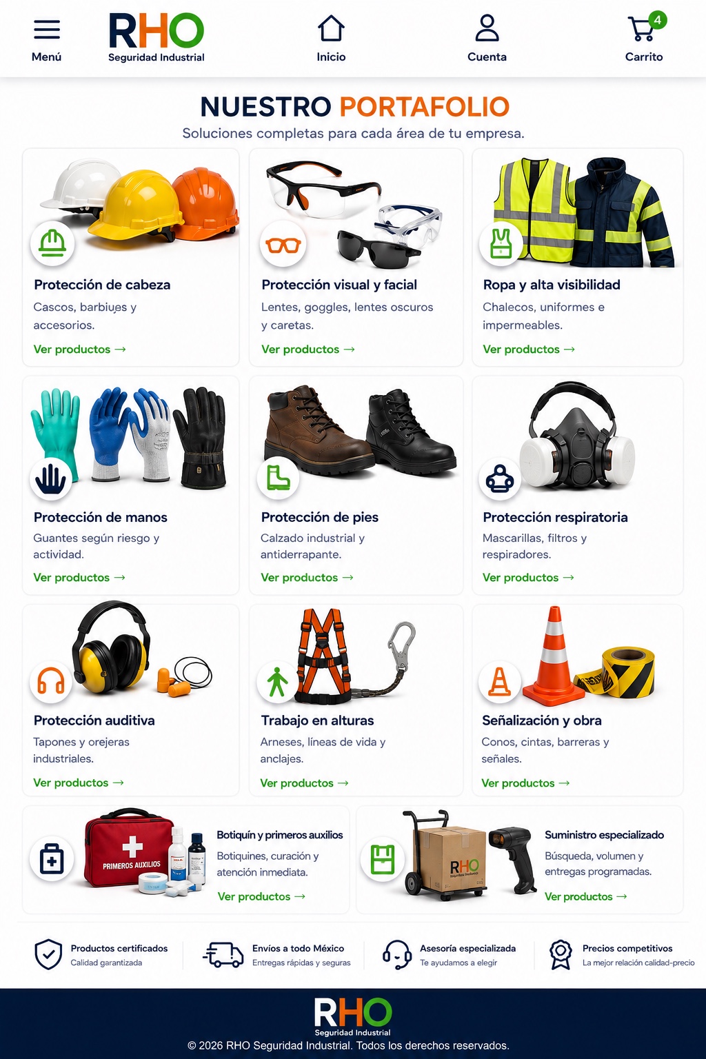 Nuestro portafolio RHO Seguridad Industrial